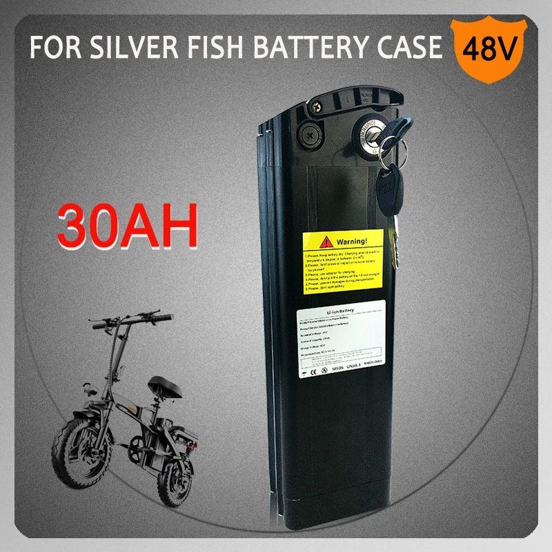 

48V 30AH Lithium ion Ebike Battery 18650 Pack for Silver Fish Style Electric Bike Battery with Aluminum Case Anti-theft Lock