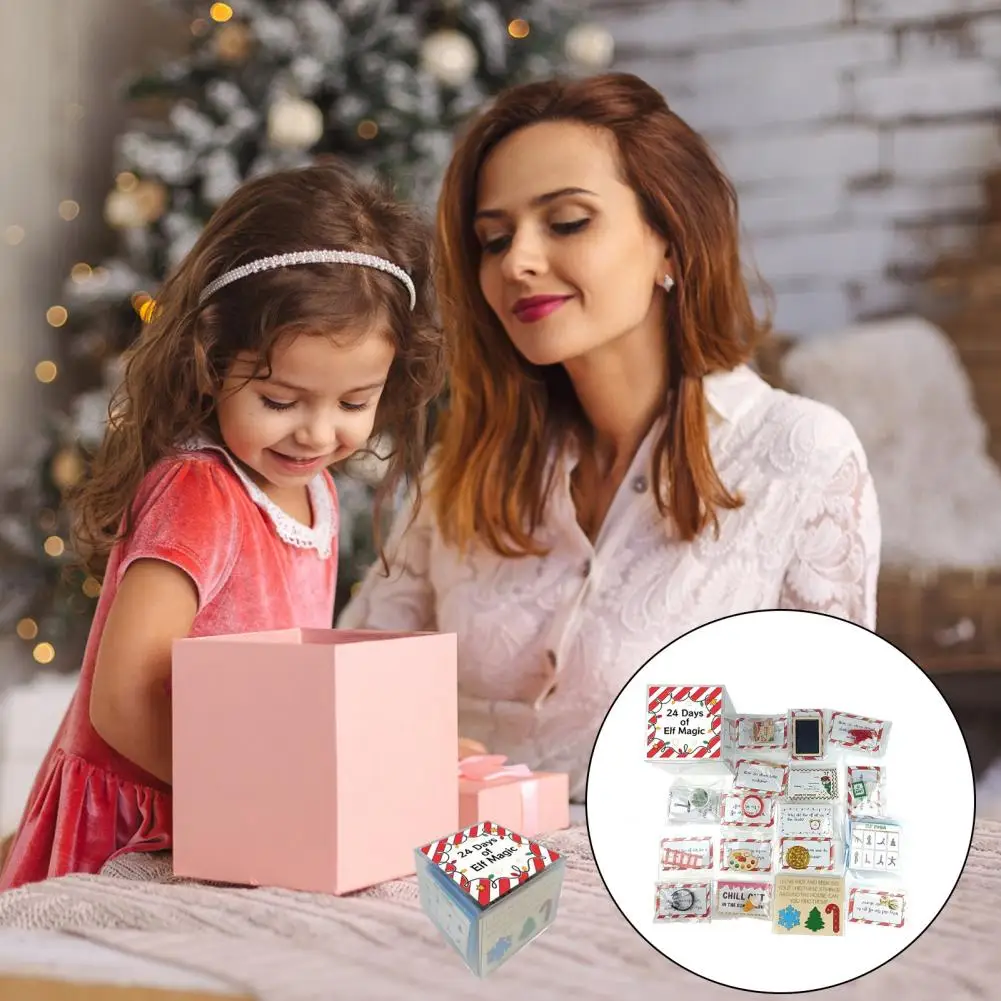 Set hitung mundur Natal, 24 hari Kit Elf Natal, properti aktivitas menyenangkan, hadiah hitung mundur untuk pesta Natal, bertema Natal