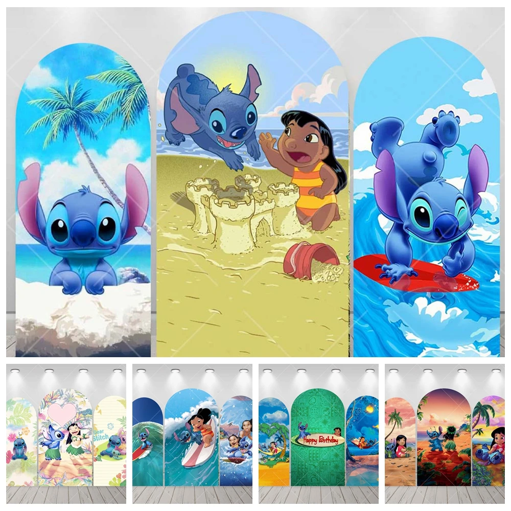 

Disney Cartoon Stitch Sea Baby Kid Birthday Gift Party Cartoon Arch Backdrop Custom Kid Room Photography Poster Decor Background