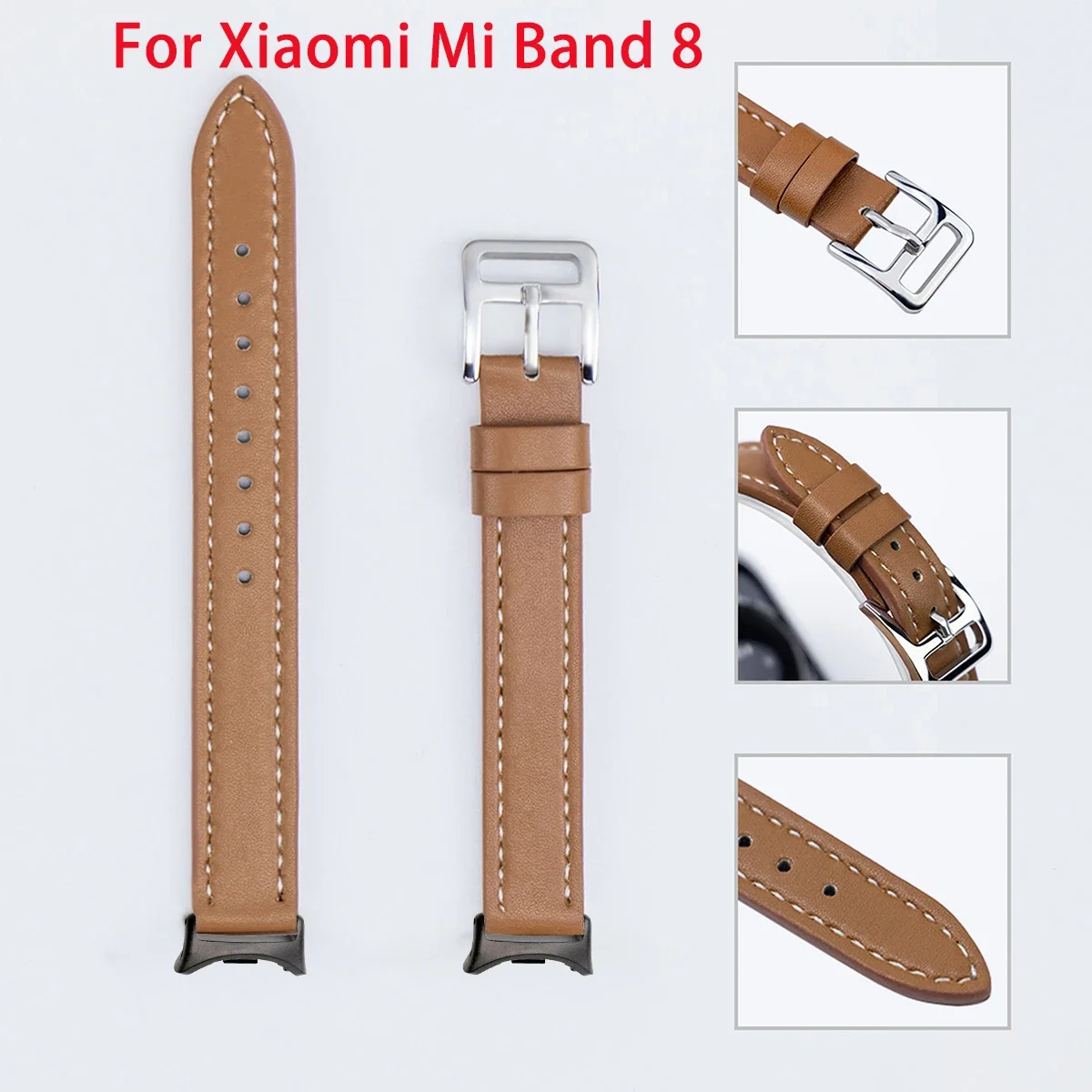 For Mi Band 8 Strap Leather For Xiaomi Mi Band 8 Wrist Strap Correa Watch Replacement Miband 8 NFC Sports Bracelet band Pulseira image 2