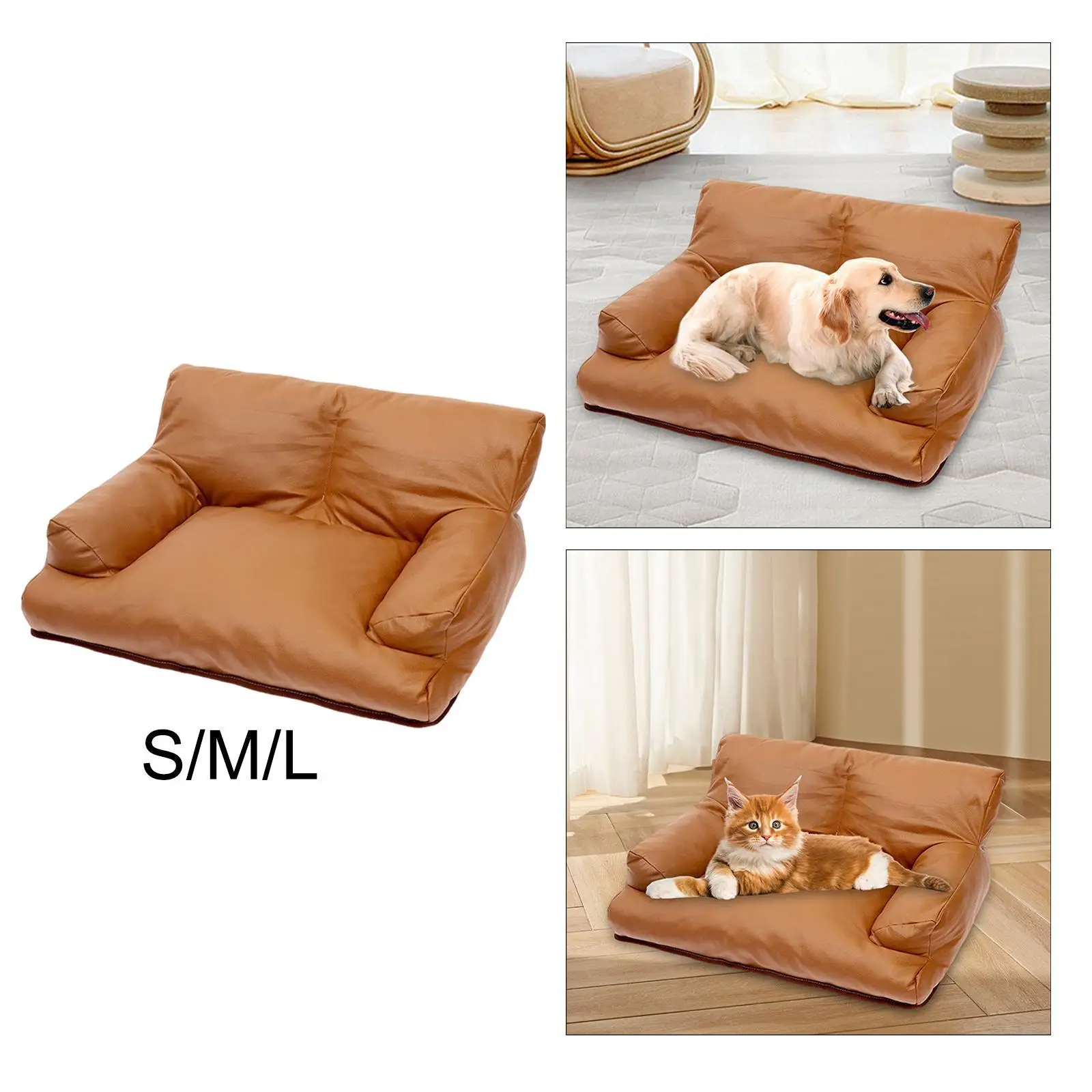 Pet Couch Kitty Playing Cozy Waterproof Fashion Kennel PU Leather Cat Sleeping Mat for Small Medium Dogs Cats Puppy Indoor Pet