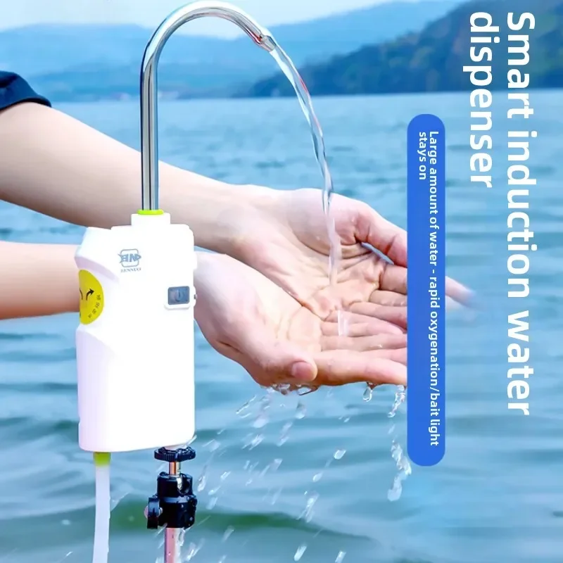 S369 |   Dispensador de agua de pesca con detección inteligente, bomba eléctrica de lavado a mano, suministro de agua automático para caja de pesca al aire libre