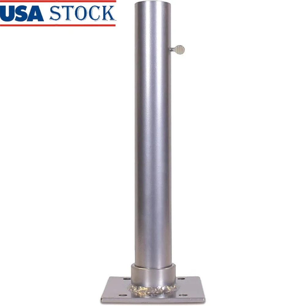 

Durable Aluminum Flagpole Deck Dock Mount Outdoor Use 5x5 Base 14 Inch Tall Tube Pre-Drilled Holes Accept 3/8 Inch Bolt