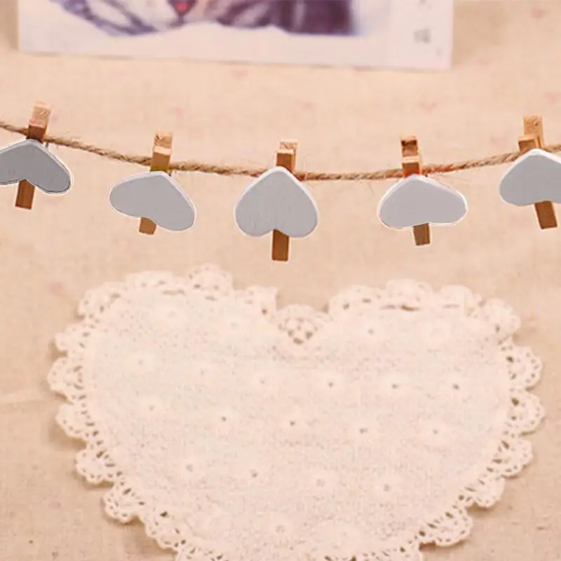 Mini Wooden Heart Clothespins 50pcs Cute Clothes Pins Laundry 3cm Color Love Clip For Home Decoration Photo Display Crafts