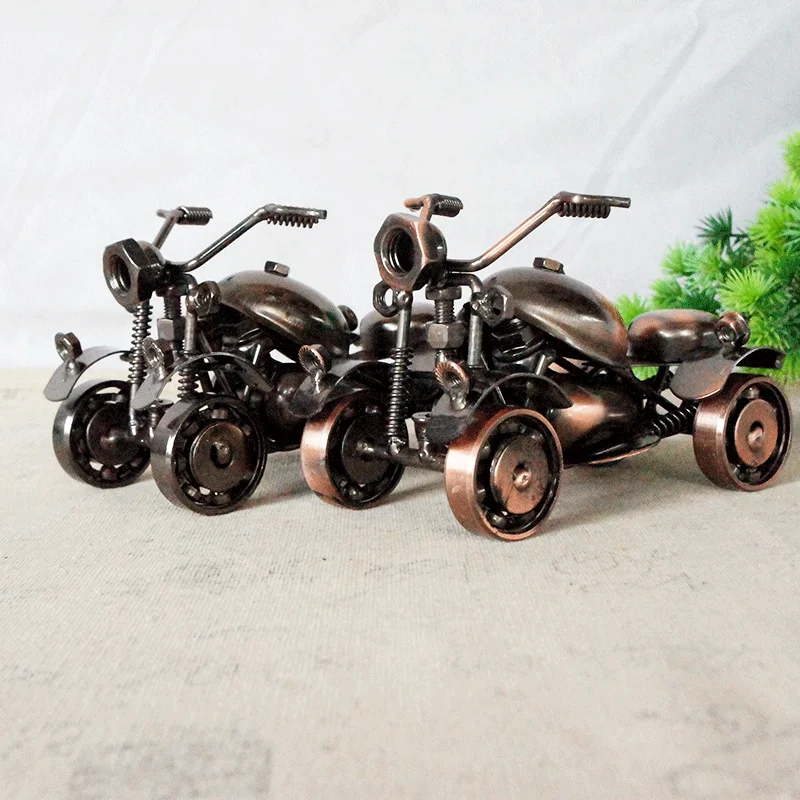 Retro Nostalgia,Metal Motorcycle Model,Wheels Can Turn,Home Window Decorations,Ornaments