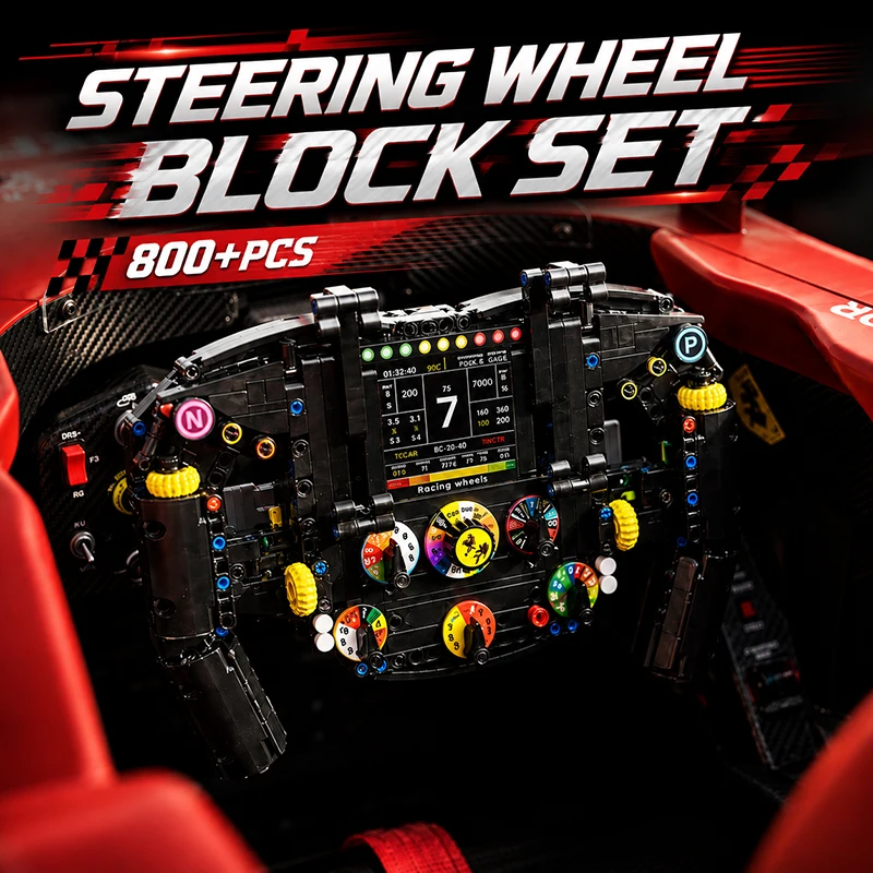 Volant de Simulation Formule 1, Blocs de Construction Techniques pour Véhicule de Course, Jouets, Cadeaux de Fêtes, Briques Cool, Ornement de Chambre, 800+ pièces