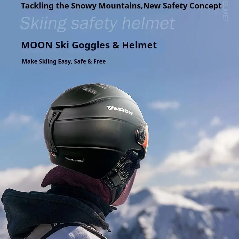 

MOON профессиональные зимние очки, интегрированный зимний мотоциклетный шлем, легкая унисекс, уличная лыжная кепка, защитное оборудование для снегохода