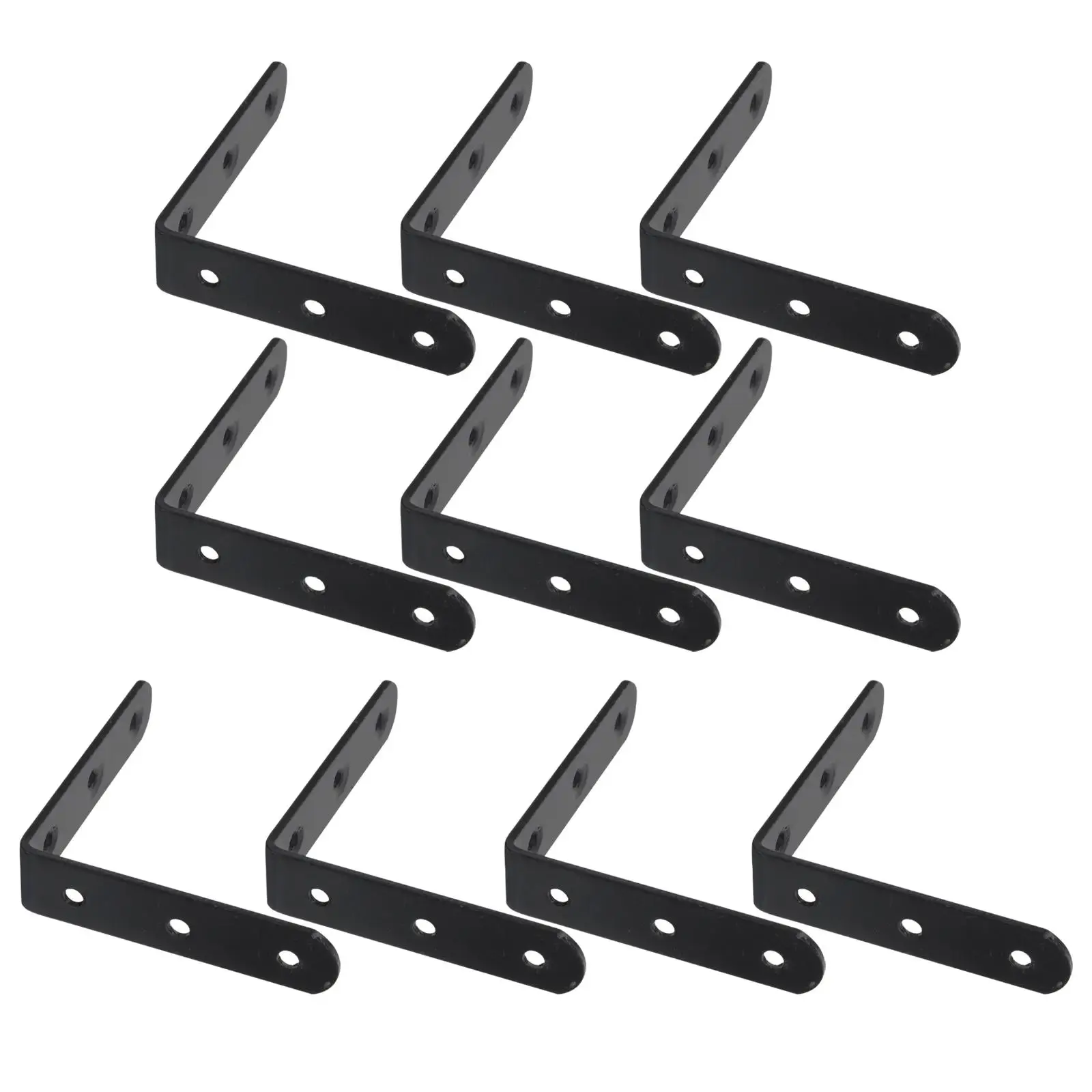 

10pcs L 2mm Thick Black Right Metal Brackets For Wood Angle Corner Brackets for Wood Heavy Duty Shelf Support Metal Hardware