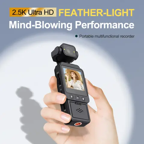 FHD 2.5KPocket Recorder: Ultra-Compact & Wearable 180° Rotatable Night Vision Lens, Loop Recording - Ideal For Travel, Sports