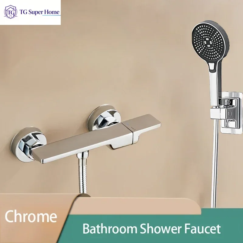 Wall Mounted Brass Shower Faucet with 3 Function Handheld Sprayer Single Handle Hot Cold Water Mixer Valve Nozzle Tap G1/2inch