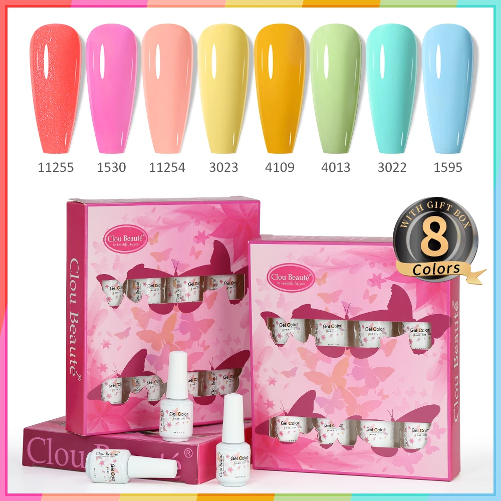 Clou Beaute 8ML Nail Art coffret cadeau printemps été Macaron couleur Gel vernis ongles manucure couleur Pastal Gel Semi Permanent