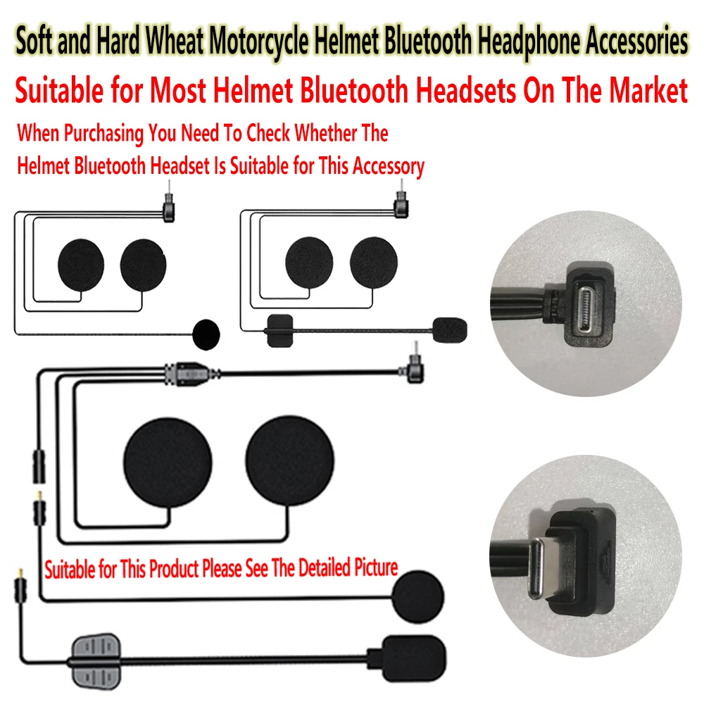 Universal Motorcycle Helmet Bluetooth Headset Intercom Microphone Full Helmet Half Helmet 3/4 Headphone Accessories