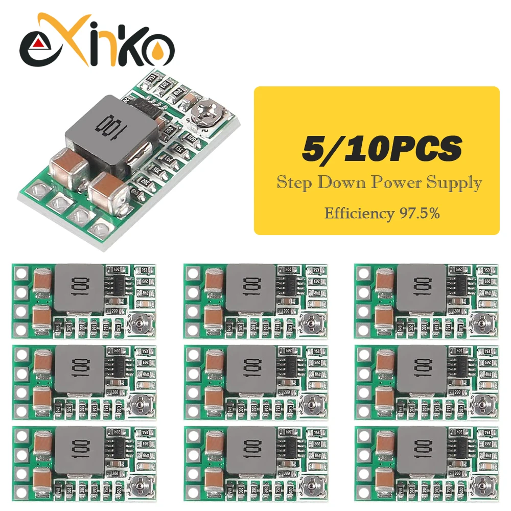 5/10pcs Mini Step Down Power Supply Module Buck Converter  DC-DC 12-24V To 5V 3A Adjustable Efficiency 97.5%