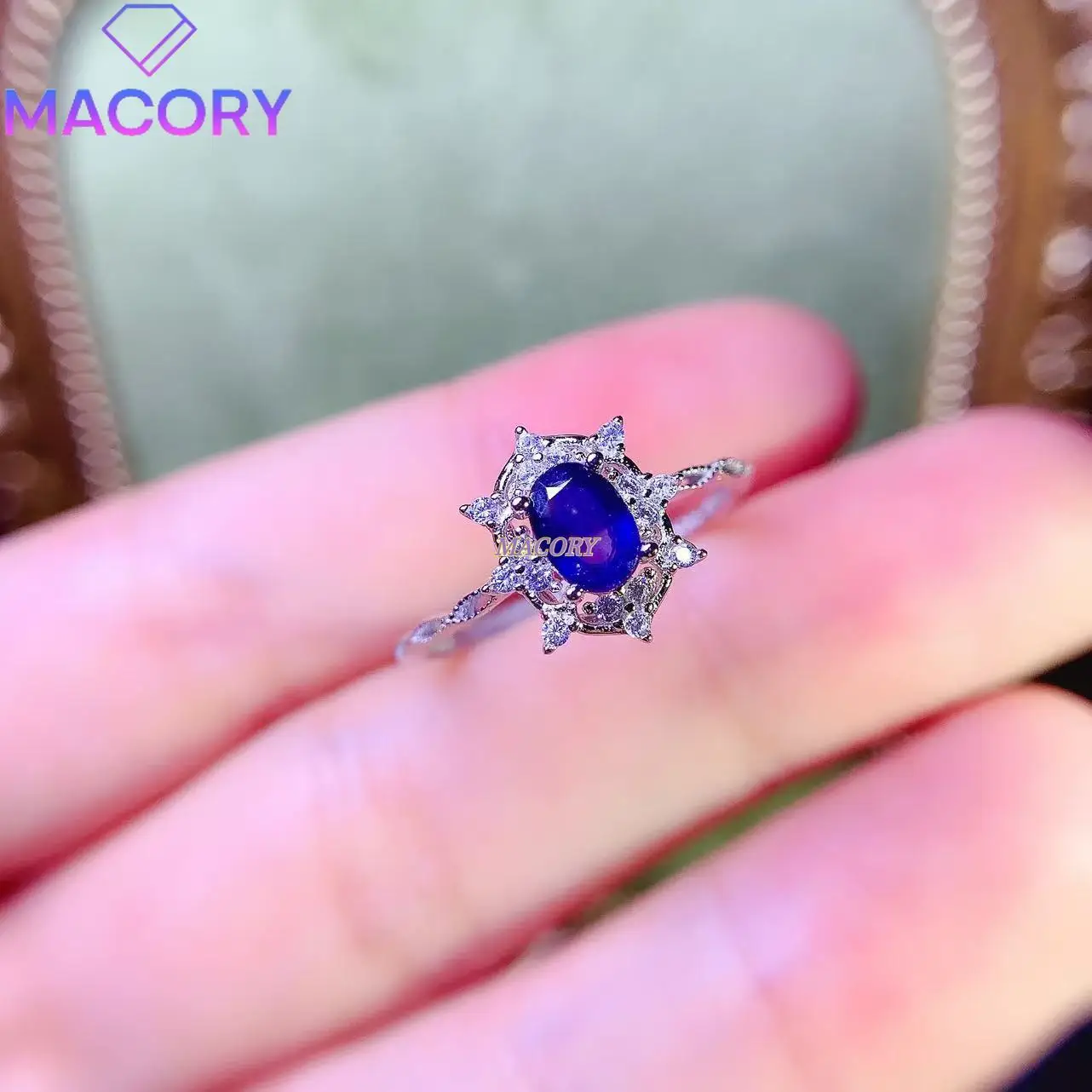 

Natural Sapphire Ring Women's Exquisite Jewelry 925 Sterling Silver Christmas Valentine's Day Exquisite Jewelry