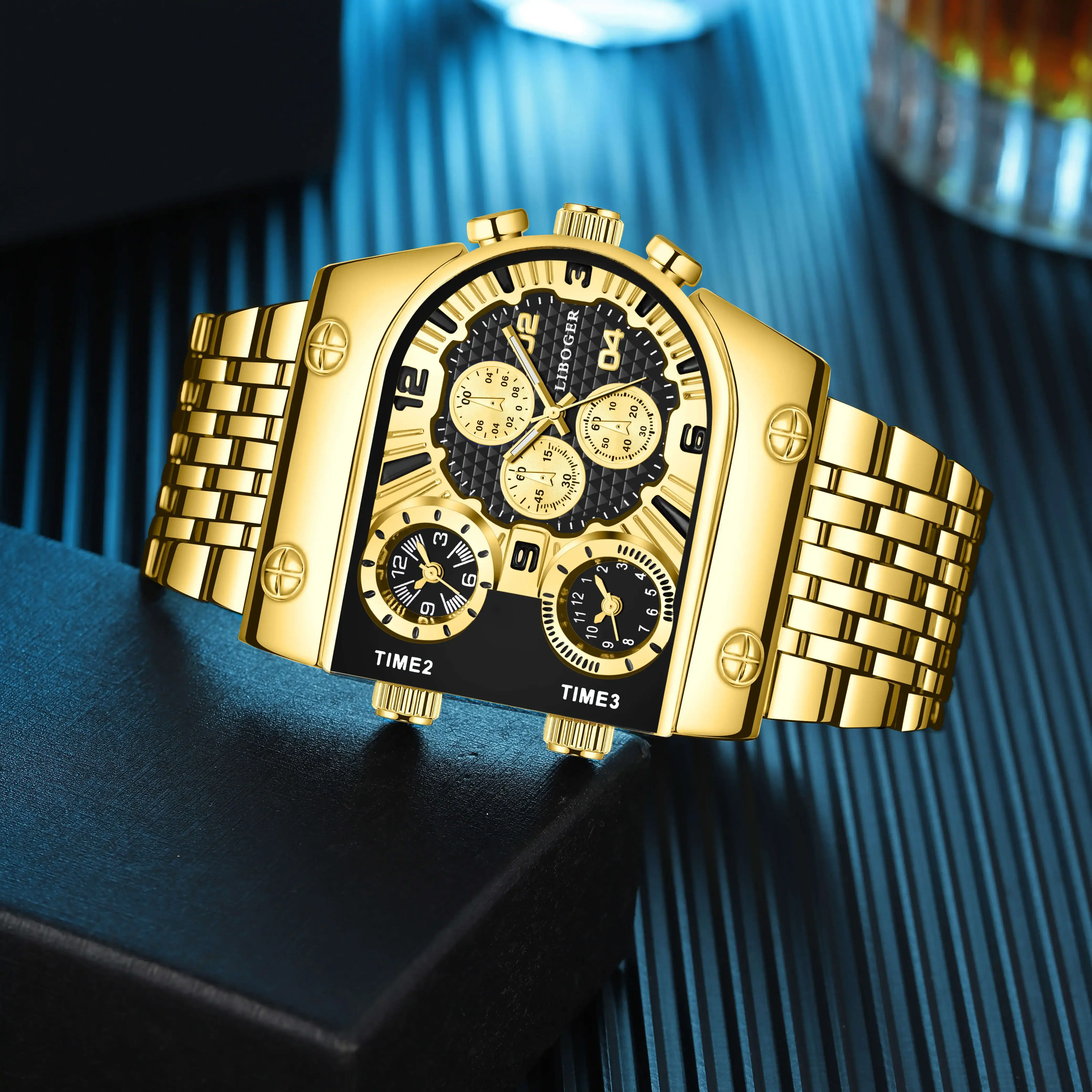 1 piece new men's trendy fashion large dial handsome business quartz watch, stainless steel strap, suitable for daily wear