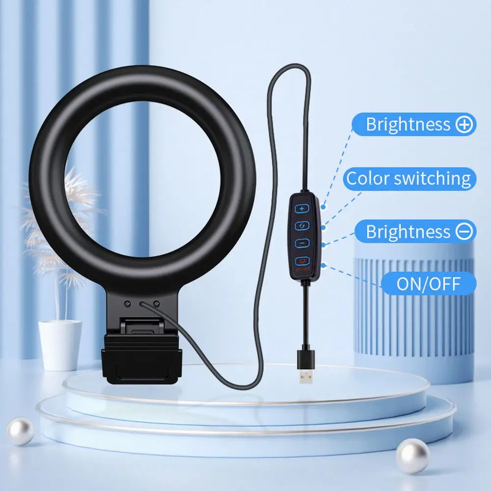 Mini 6-Inch Led Ring Light for Computer Laptop Fill Light Desktop Video Conference Light for Make Up Selfie Live Broadcast Vlog