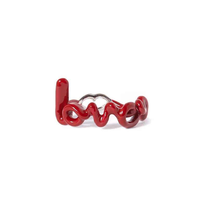 Glowshe New Trend Copper Dripping Oil Lip Letter Ring Birthday Party Creative Jewelry 2024 Girl\'s Cute Accessories Wholesale
