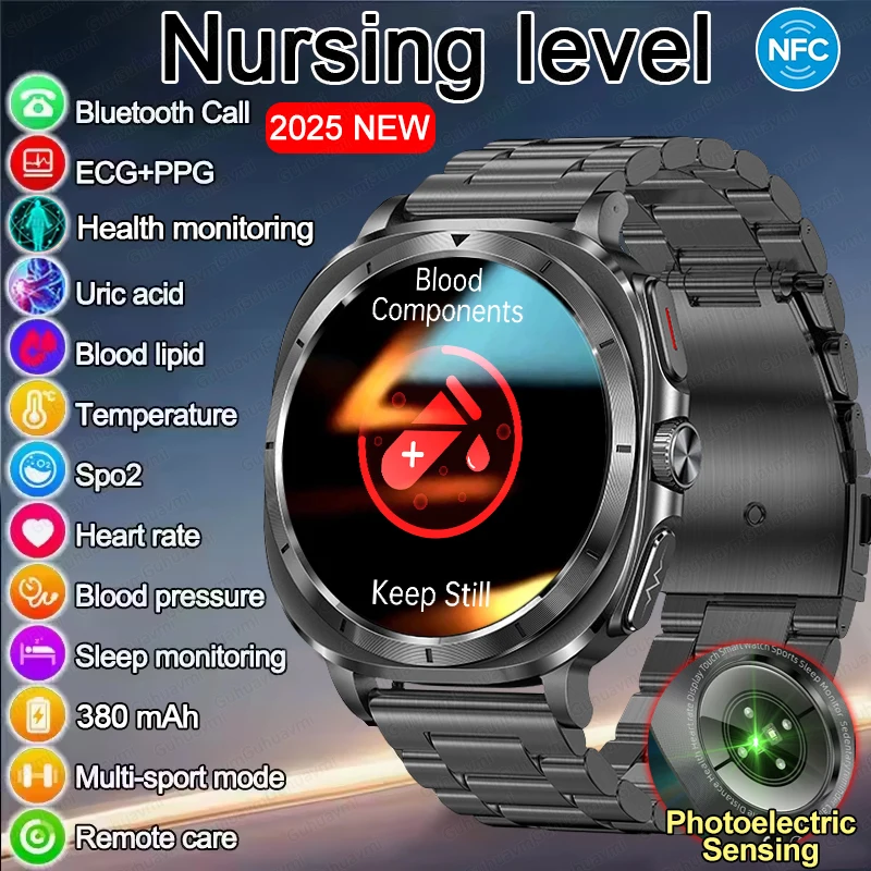 

НОВЫЕ точные измерения, умные часы для медсестер и здоровья 7, кровяное жир, кровяное давление, анализ тела, ЭКГ + PPG, часы, умные часы для мужчин