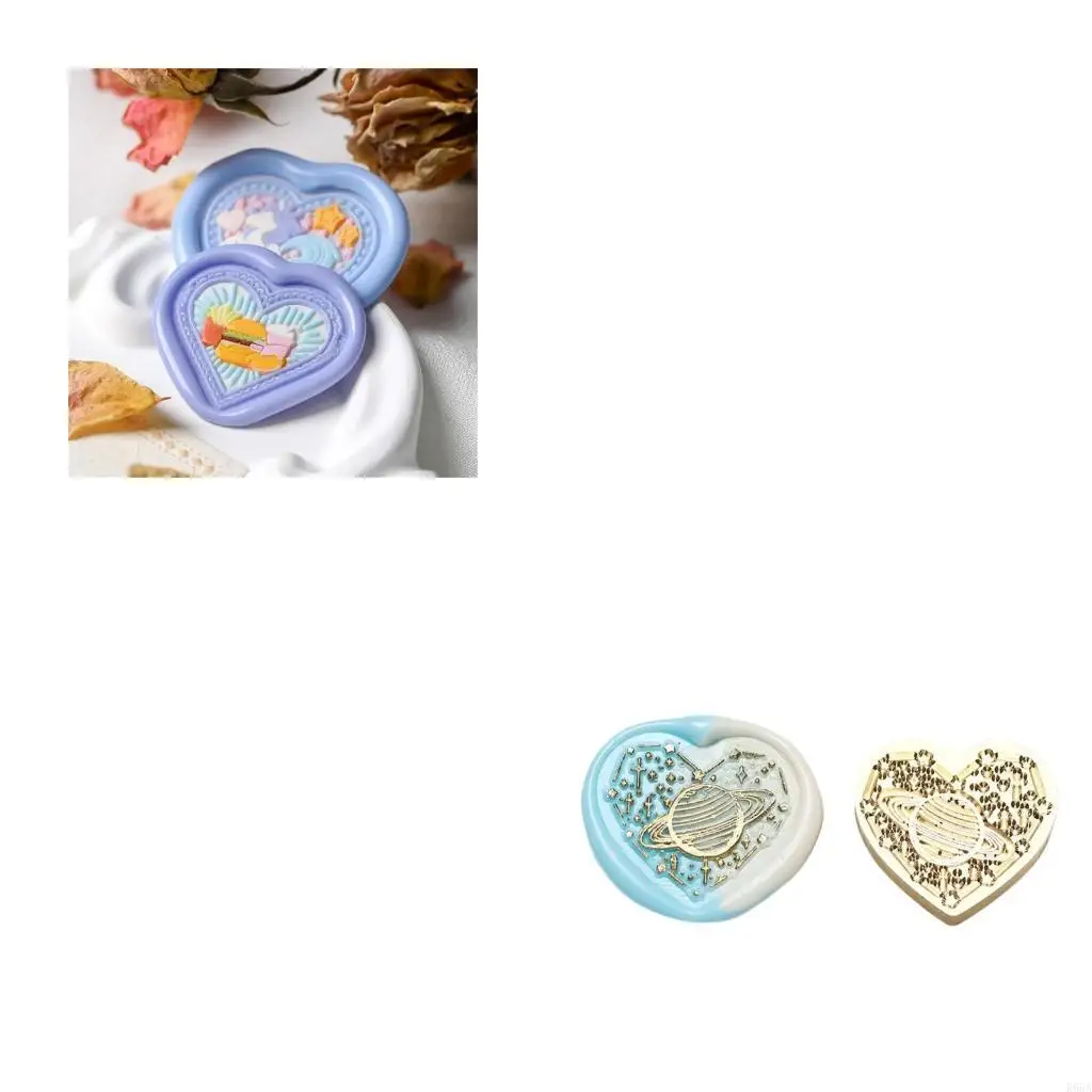 

R66A Brass Head Wax Seal Stamp Decorative Seal Heart Series Sealing Wax Stamp for Wedding Scrapbooking Decorations