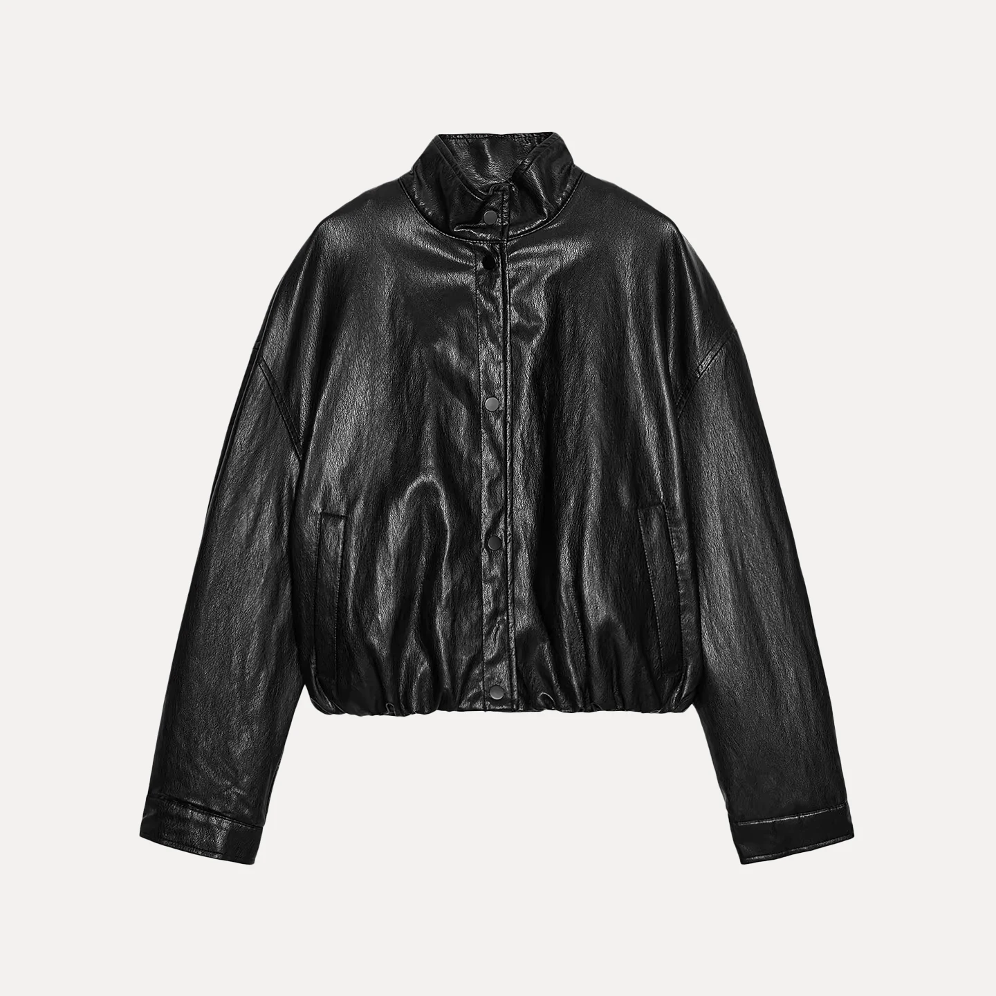 Women's Loose High Collar Faux Leather Pilot Jaet Autumn New Arrival Z Faion Outerwear ort Coat Fem Cuser