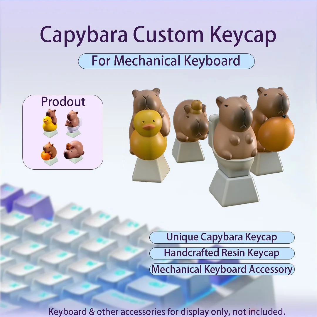 Kawaii Animal Keycap Set, Cute Capybara Key Caps for Cherry MX Gaming Keyboard Gift