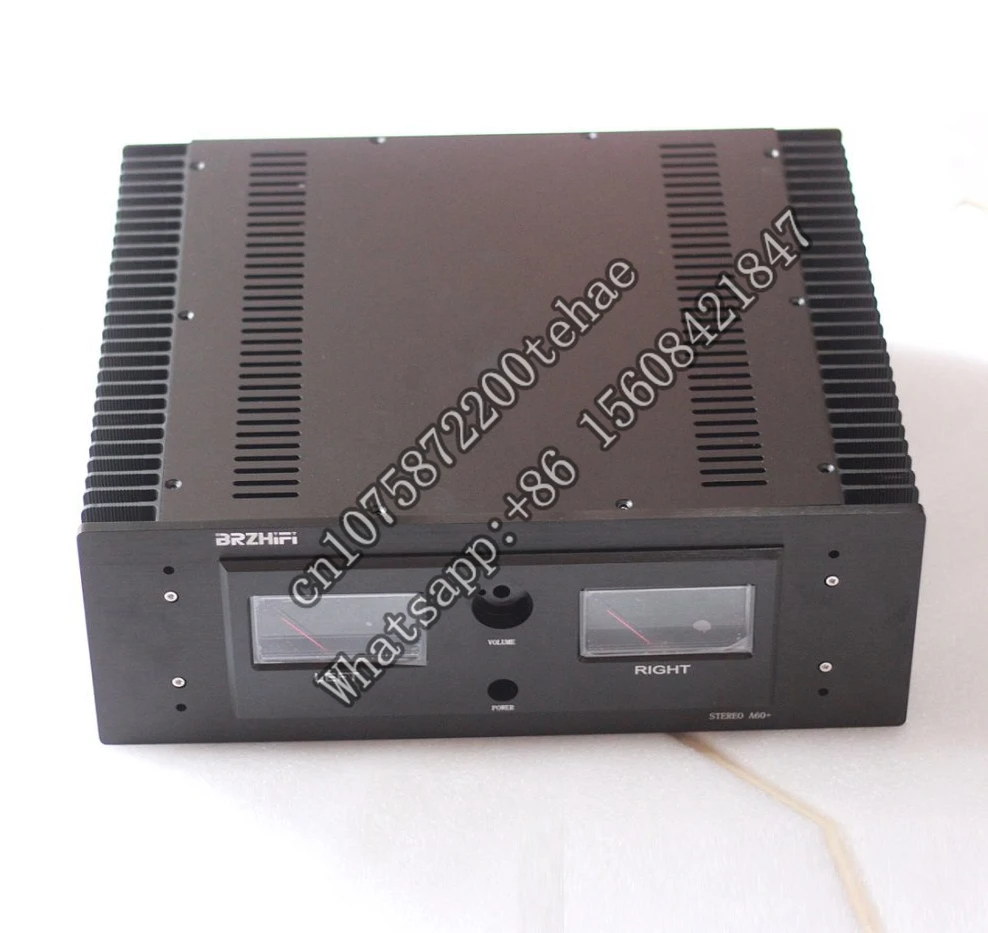 Gold And Black A60 Aluminum Alloy Power Amplifier Case With VU Meter Size W430*H150*D359