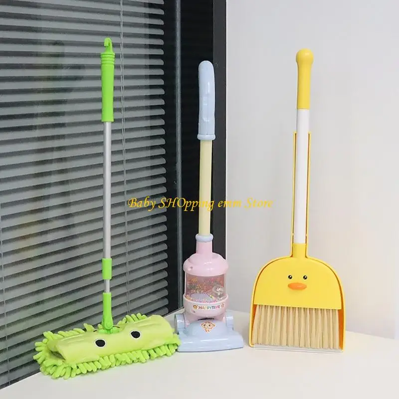 23GD Rollenspiele Housekeeping Set Kids Reinigungswerkzeuge Besen Mop Dustpan vor, Spielen für Kinder für Kinder 3+ zu