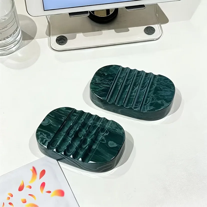 Oval-Shaped Natural Stone Soap Dish, Solid and More Durable, with Drainage Grooves, Suitable for Bathrooms, Kitchens, Interior Decoration, and as a Multifunctional Pen Holder view 3