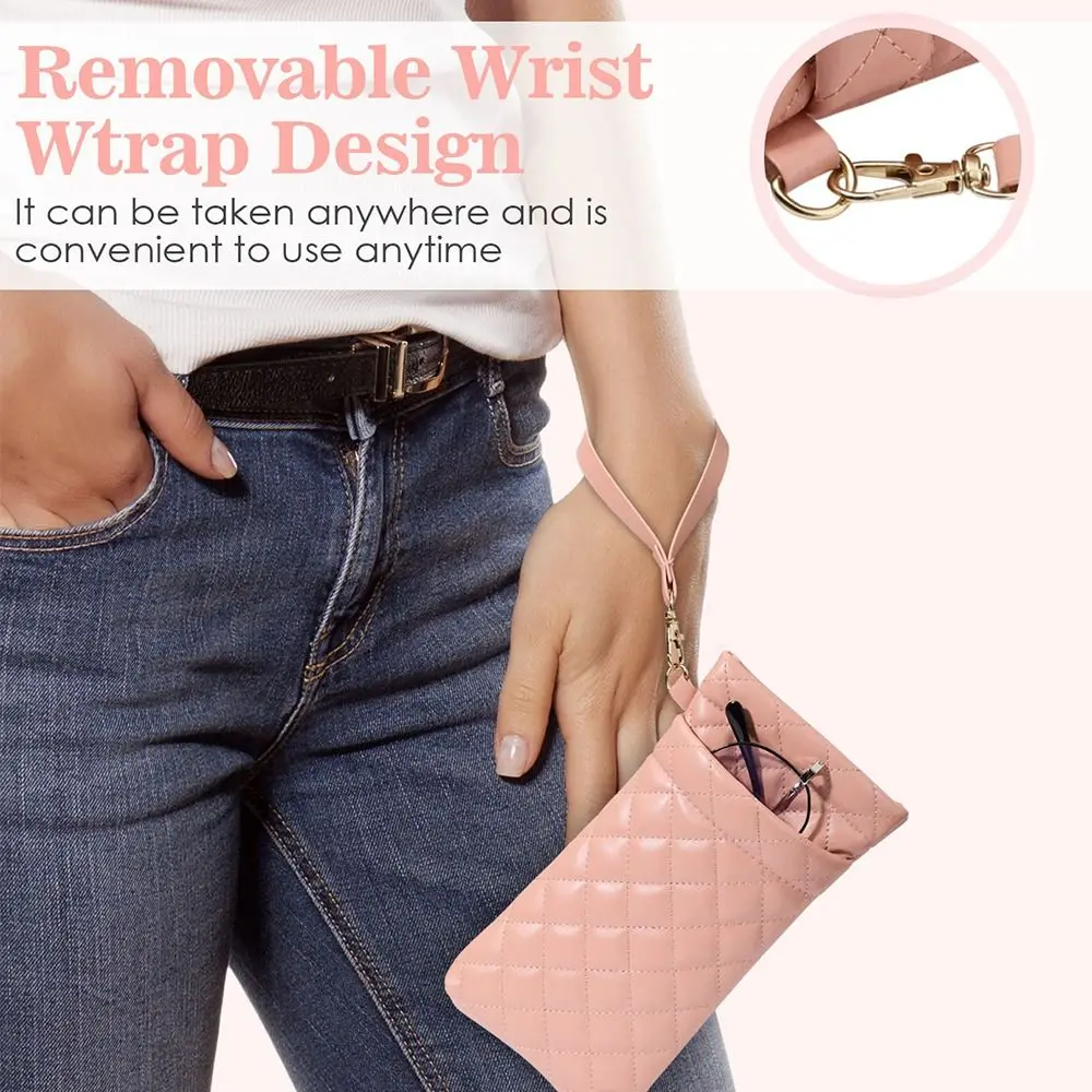 Fashion Waterproof Sunglasses Bag PU Leather Dustproof Double-layer Eyeglasses Pouch Portable Coin Purse
