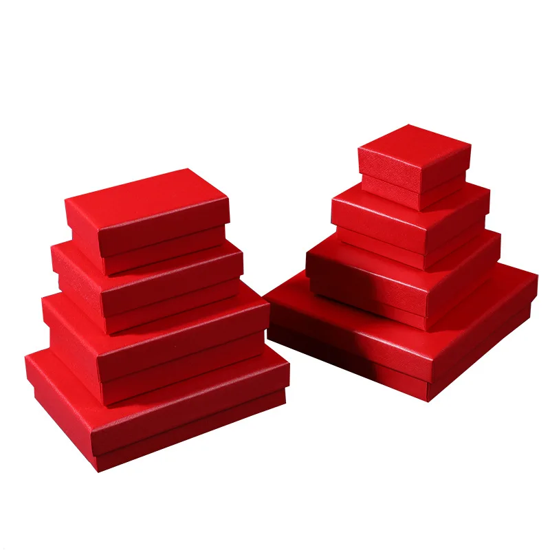 

12 шт., красная бумажная коробка для упаковки ювелирных изделий с заклепками, черная пенопластовая вставка, коробки для упаковки ювелирных изделий для ожерелья, браслета, сережек