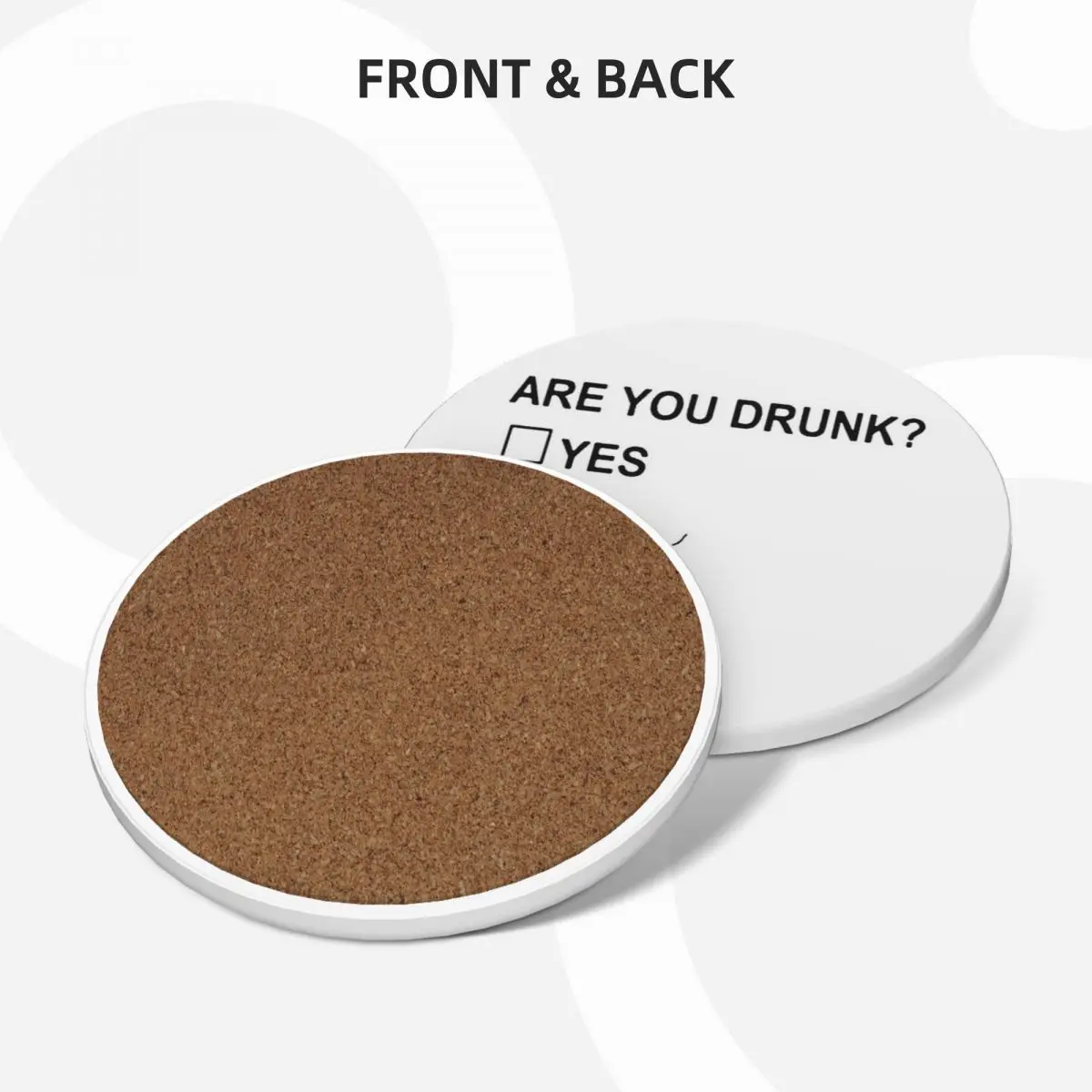 Are You Drunk Yes No Checkbox Party Fun Ceramic Coasters (Set of 4) eat table for the kitchen accessories Tea cups Coasters