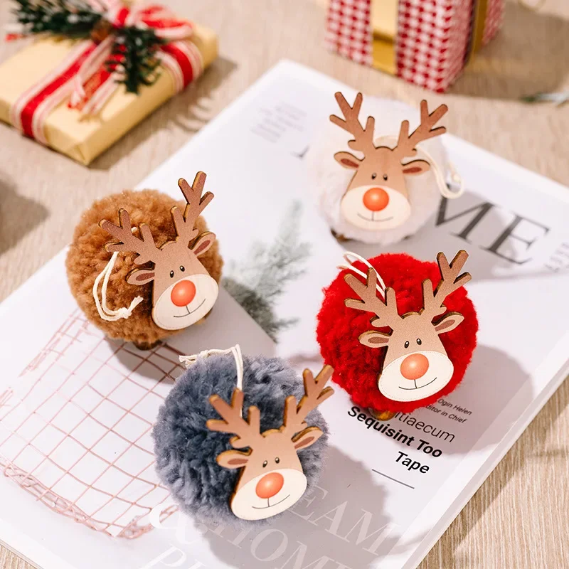 1-10pcs Christmas Felt Elk Hanging Ornaments Cute Reindeer Craft Decorations Xmas Tree Wooden Pendants New Year Party Kids Gifts