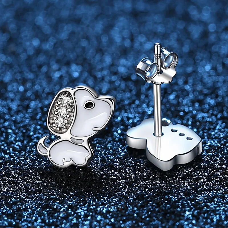 TrustDavis Real 925 Sterling Silver Minimalist Fashion Charm Cute  Animal Little Dog Stud Earrings Women Girls Jewelry DS3974