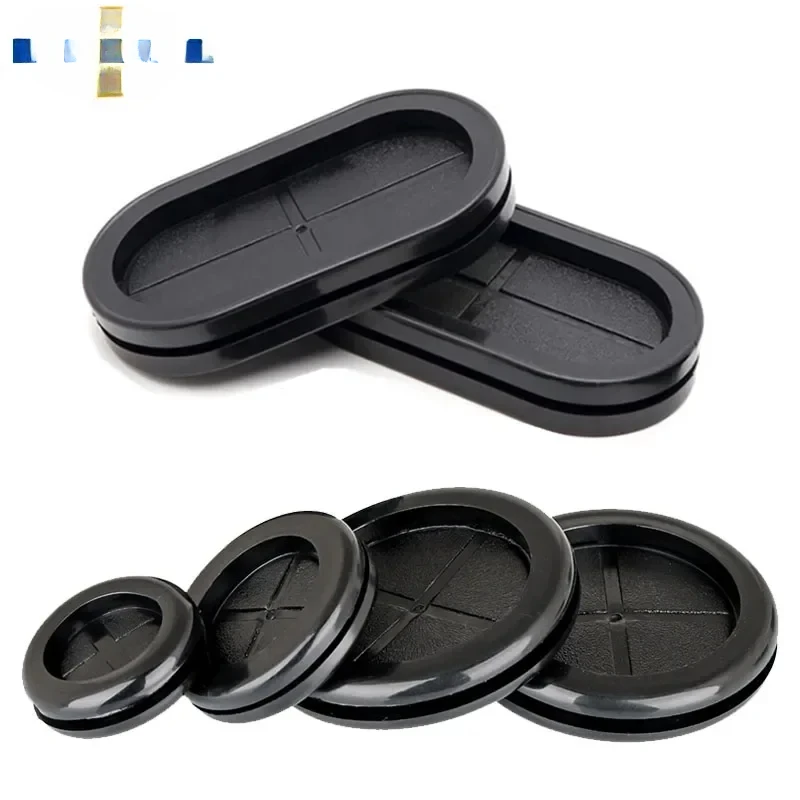 Black rubber grommet double side closed blind plug bungs blanking hole wiring cable gasket seal assortment set protect bushes