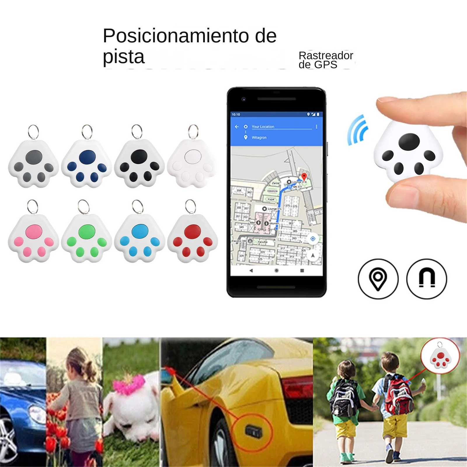 Dog Paw Shape Mini Smart GPS Tracker Keys Finder Locator Bluetooth Anti Lost Alarm Sensor Device Tracker For Kids Pets Luggage