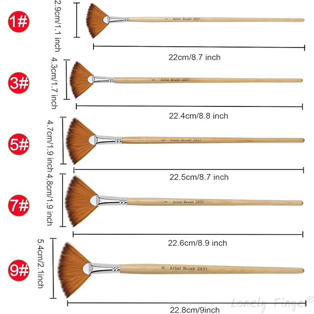 5/15/25 Pcs Nylon Fan Paint Brushes Artist Brush Set for Acrylic, Watercolor and Oil Painting