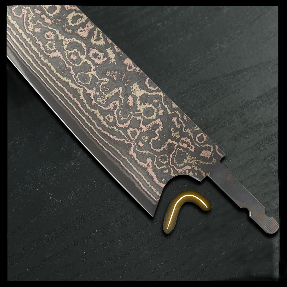 JUMCSONG Tricolor Copper Kiritsuke Blade Blank VG10 Steel Core Kitchen DIY Assembly Accessories Semi-finished Chef Blade Blank view 4