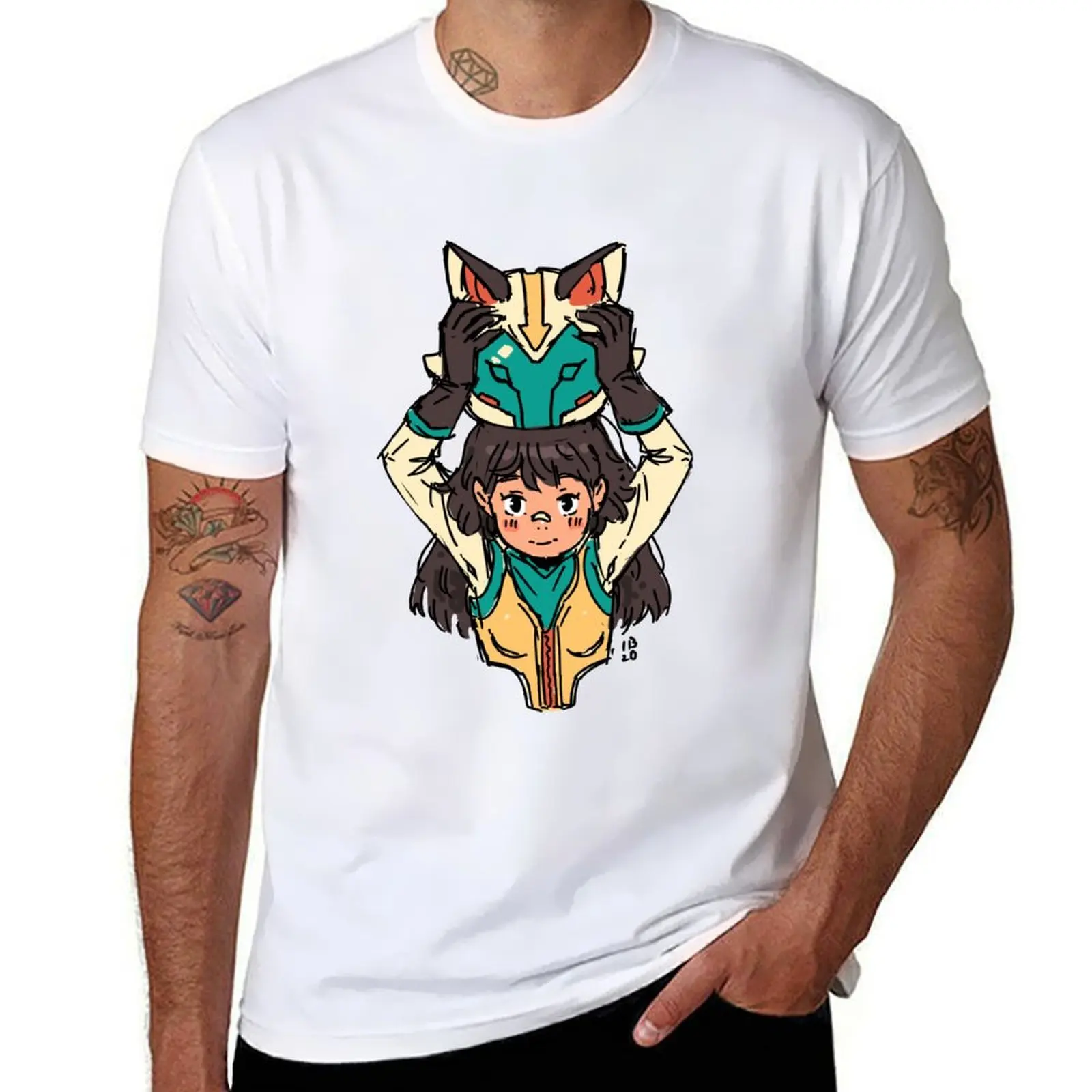 Fox helmet T-Shirt Large Size Basic Casual T-Shirt
