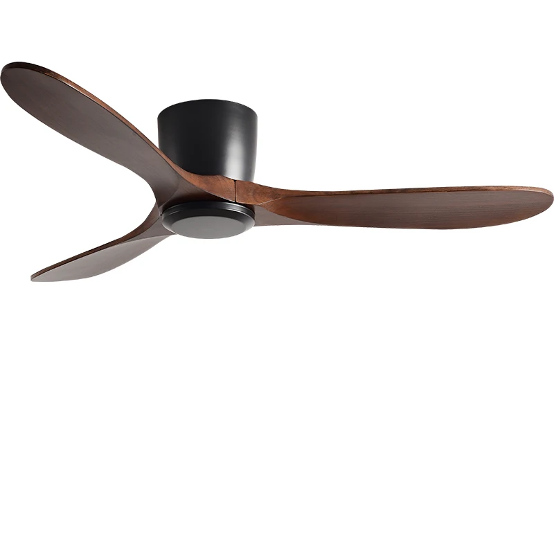 52 Inch Low Floor Wood Ceiling Fan Black Americans Without Lamp Remote Control Commercial Industry Fan Ceiling Fan 110V 220V