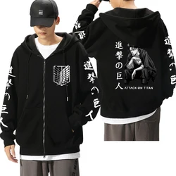 Men Women Hot Anime Zip Hoodies Attack On Titan Levi Graphic Printed Hooded Plus Size Sweatshirt Harajuku Unisex Zipper Jacket