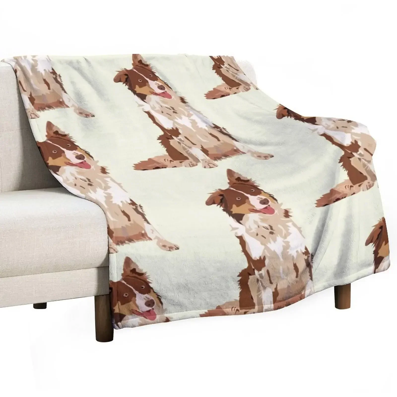 

Brown Border Collie Happy Dog Throw Blanket Plush Decoratives Cute Blankets