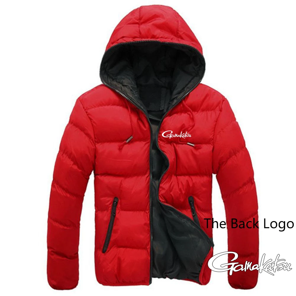 

2025 Leisure Comfortable Hoodies Autumn And Winter Thicken Fleece Warm Coat Man's Gamakatsu Logo Print Hooded Down Jackets