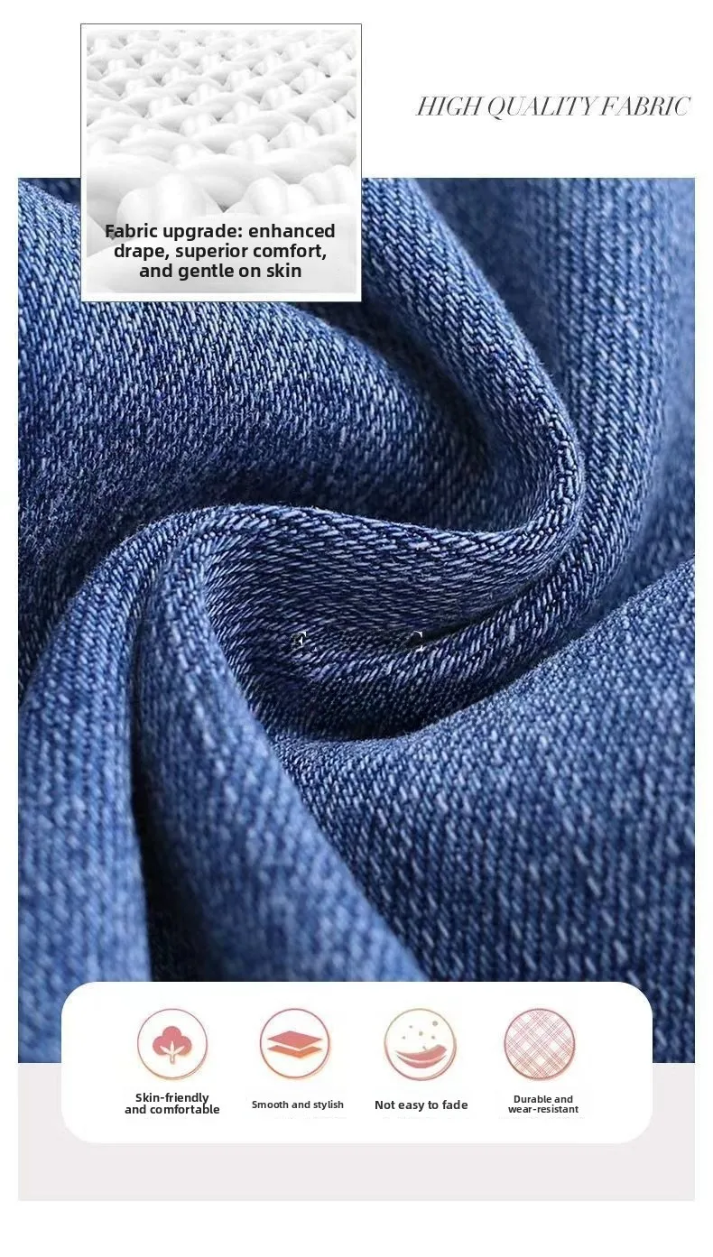 Jeans Bell Bot a vita alta da donna ricamati slim fit casual Sle Denim colore blu primavera autunno stagione Faion Trend