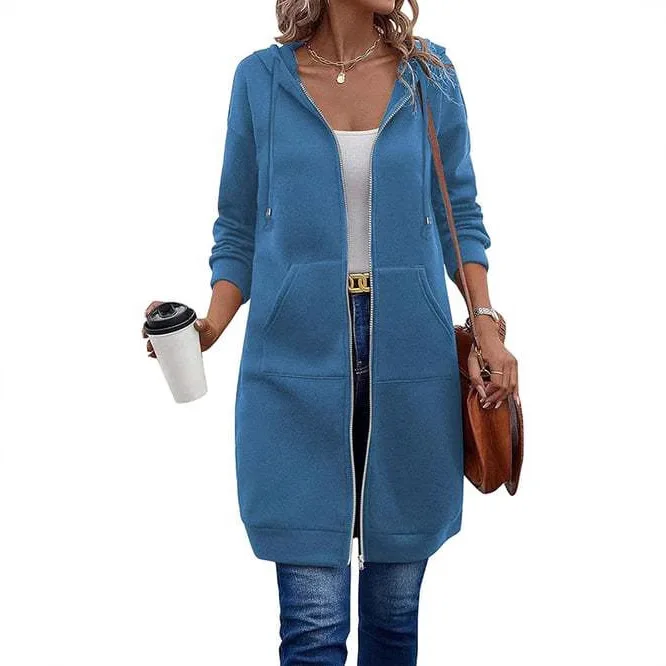 

Trendy Jacket Sweater Women's Medium And Long Cardigan Hooded Letter Sweater Jacket Knitted Sweater