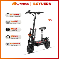 BOYUEDA S3 Electric Scooter 6000W Dual Motor 60V38AH Battery E-Scooter Hydraulic Disc Brake 11-inch Off-road Tire Fold EScooters