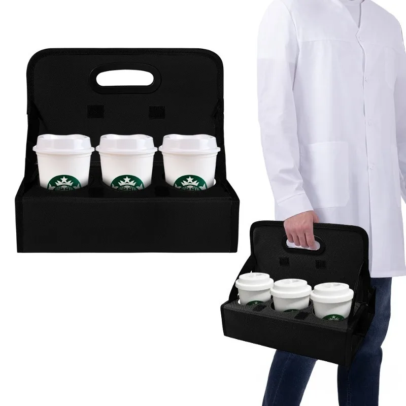 

Reusable Foldable Coffee Rack Delivery Commuting Travel and Picnic Insulated Cup Holder Handbag