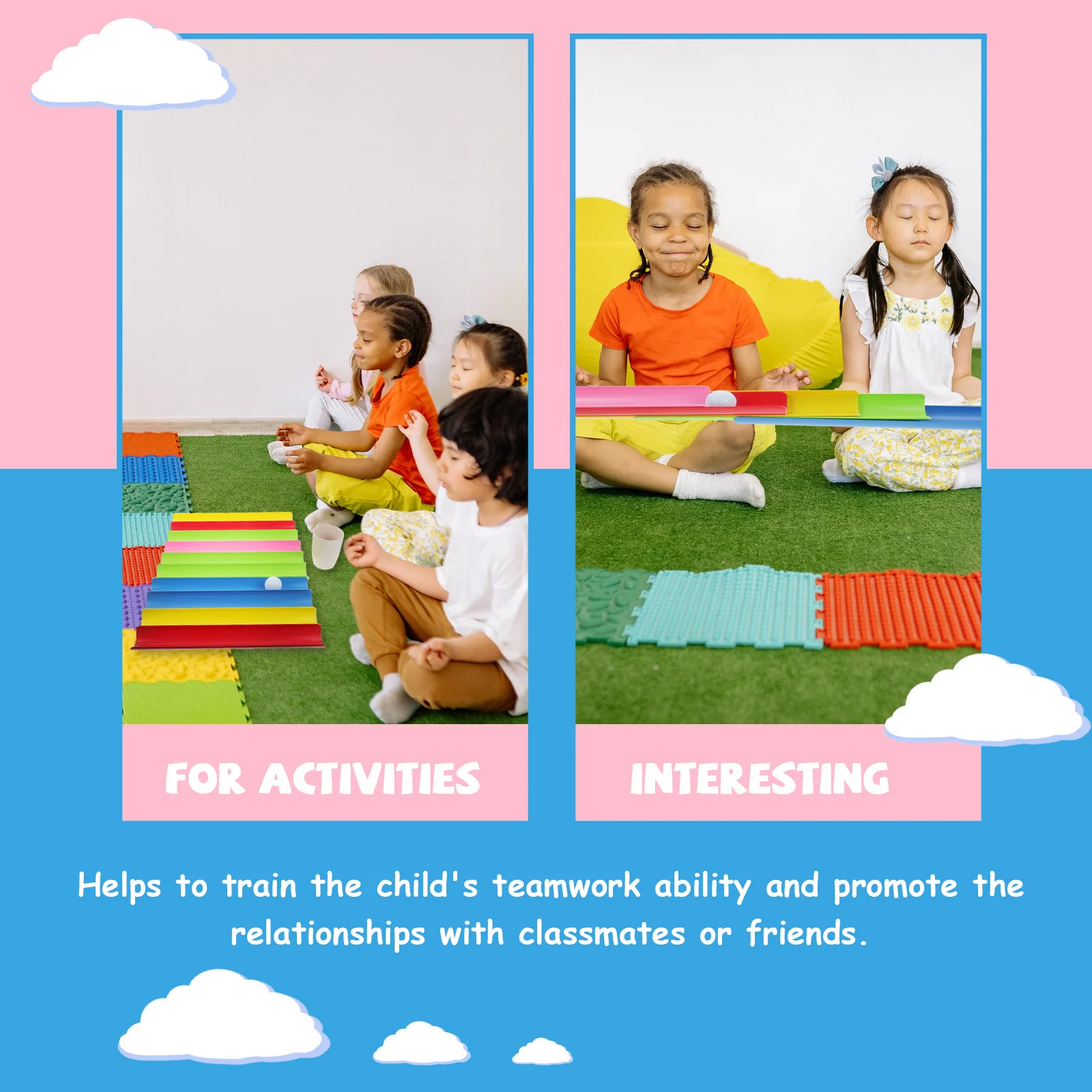 

1 set 1 Set U Shape Groove Passing Plastic Team Relay Game Outdoor Children Cooperation Educational Kids Passing Game Props