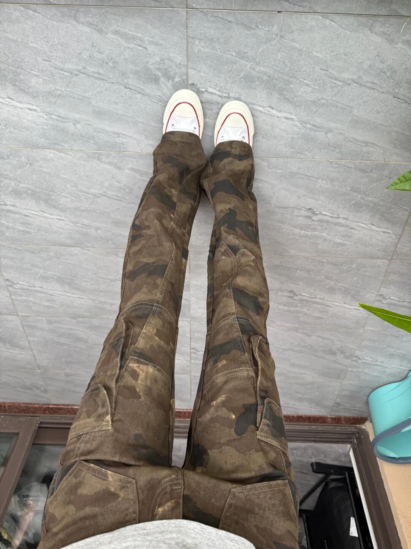

Cleanfit Camouflage Workwear Pants Men's Style American Retro Flared Jeans Slim Fit Slimming Denim Jeans Autumn Wear