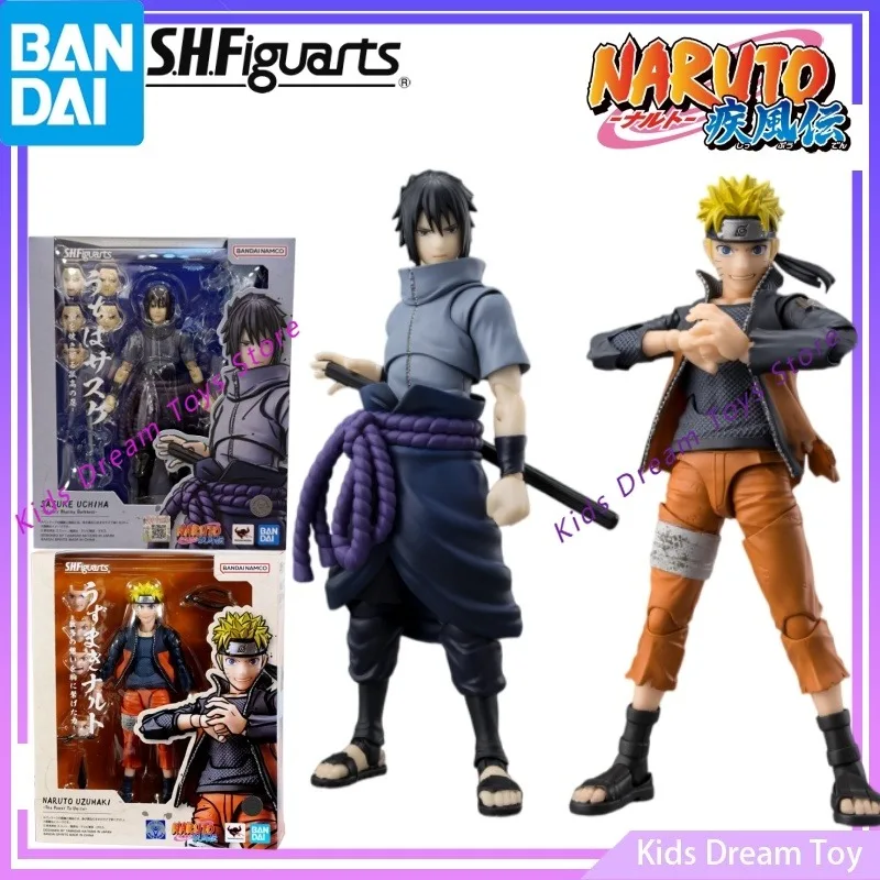 Figuras de Acción de Anime Originales de Bandai en Stock, SHF Naruto Uzumaki -El Poder de Unir- y Sasuke Uchiha -El Shinobi Solitario-