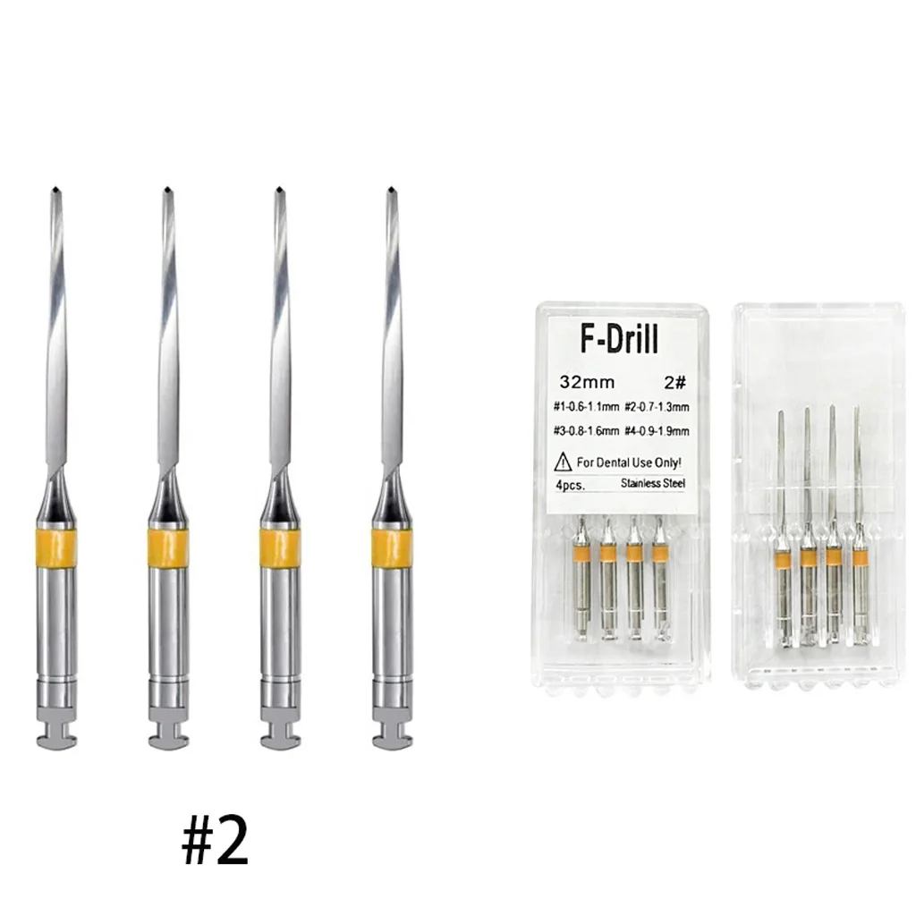 4Pcs/Box Dental F4 Fiber Drill Metal Reamers Drills Bit For Fiber Post Engine Endodontics Files Refills Dentistry Lab Materials